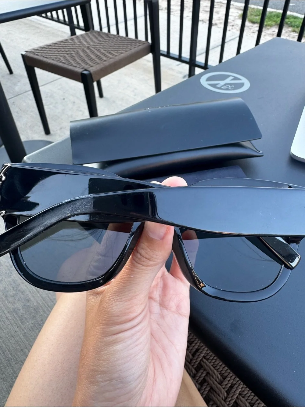 Saint Laurent Oversized Black Square Sunglasses with Gold YSL Accent
